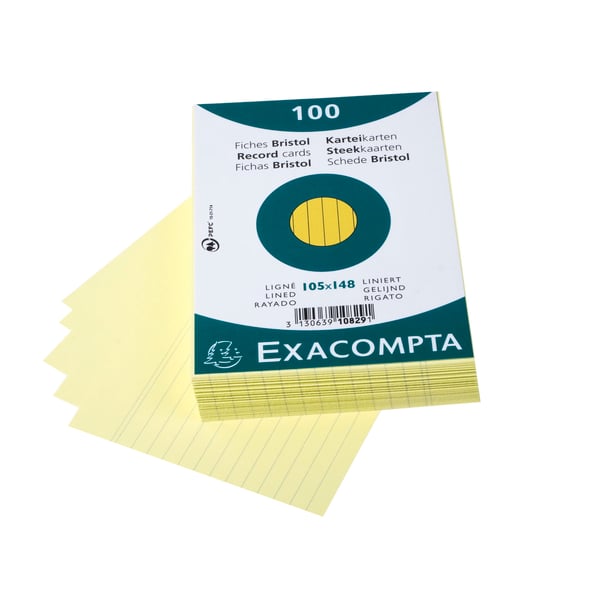 Exacompta 20x Kortpakke med plader 100 105x148 med foring - Gul 10829SE