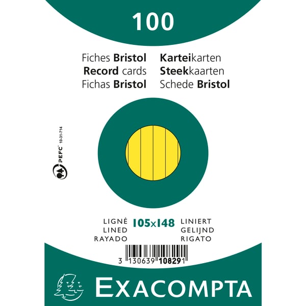 Exacompta 20x Kortpakke med plader 100 105x148 med foring - Gul 10829SE