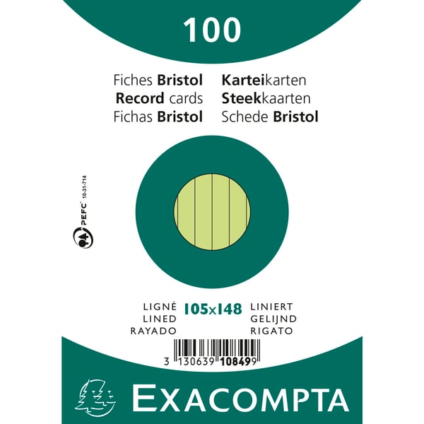 Exacompta 20x Kortpakke med plader 100 105x148 med foring - Grøn 10849SE