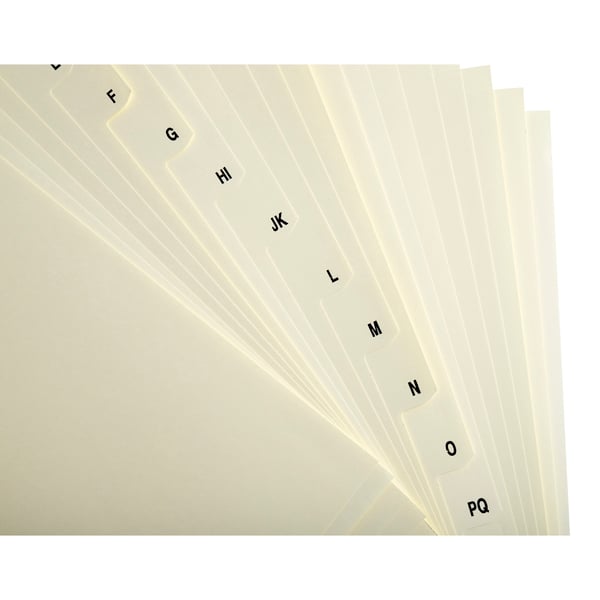 Exacompta 10x trykte indekser, A4, 155gsm, 20 dele A til Z - elfenben 1120E