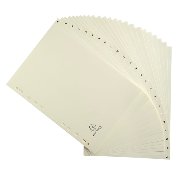 Exacompta 10x trykte indekser, A4, 115gsm, 24 dele A til Z - elfenben 1124E