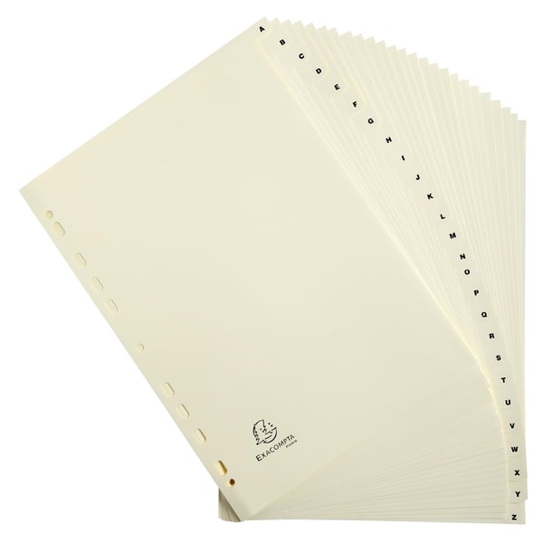 Exacompta 5x trykte indekser, A4, 115gsm, 26 del A til Z - elfenben 1126E