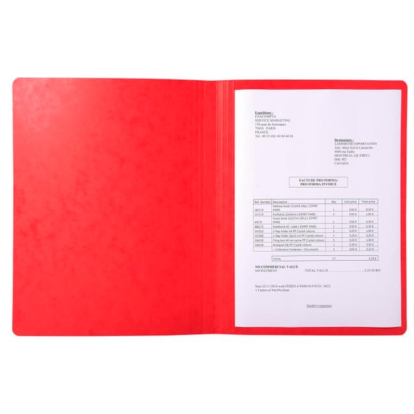 Exacompta 50x Forkrøppet mappe af presspap 400gsm - 24x32cm - Rød 11509H