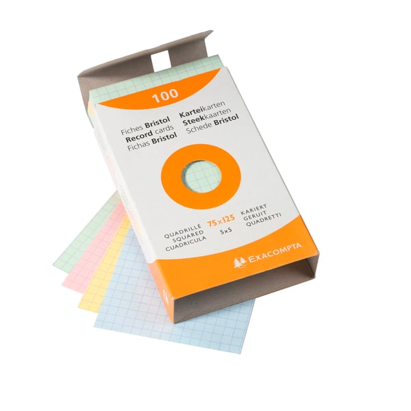 Exacompta 10x AEske med 100 pladskort - kvadratisk 75x125mm - assorterede farver 13271E