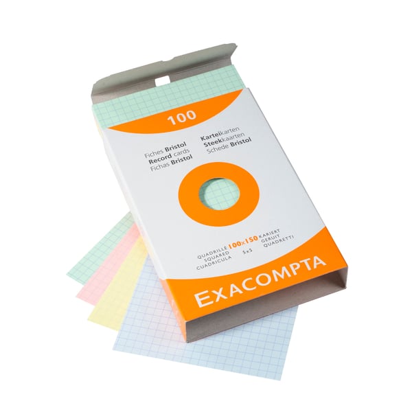 Exacompta 10x AEske med 100 pladskort - kvadratisk 100x150mm - assorterede farver 13272E