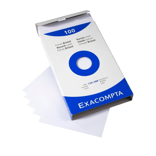 Exacompta 12x Rekordkort pakke 100 hvide 125X200 glatte - hvid 13303E