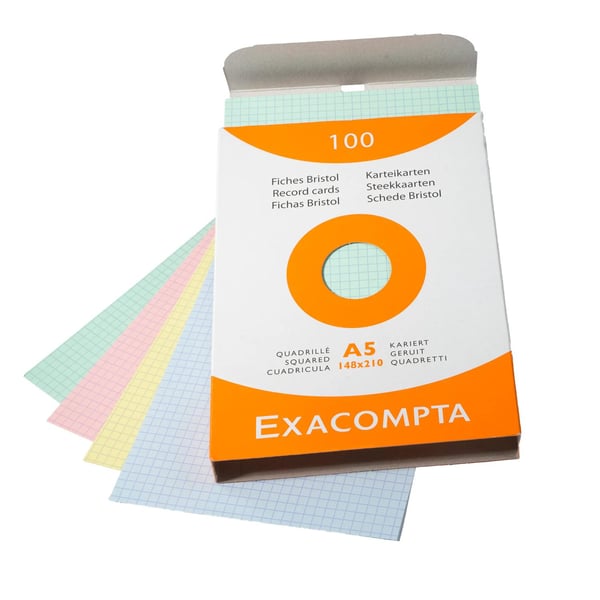 Exacompta 10x AEske med 100 pladskort - kvadratisk 148x210mm - assorterede farver 13378E