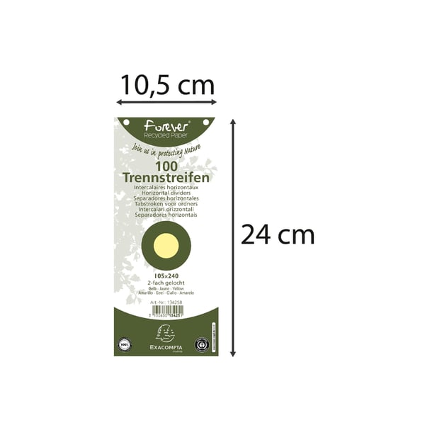 Exacompta 12x Forever genbrugte, stansede kortinddelere - Gul 13425B