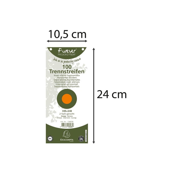 Exacompta 12x Forever genbrugte, stansede kortinddelere - orange 13465B