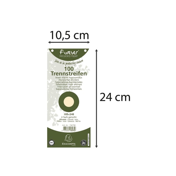 Exacompta 12x Forever genbrugte, stansede kortinddelere - elfenben 13475B