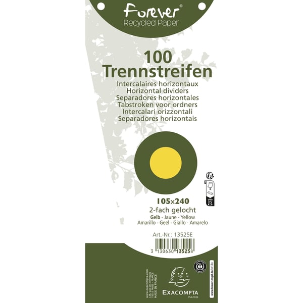 Exacompta 6x Forever Recycled Trapezoidal vandrette opdelere (til A4) - Gul 13525E