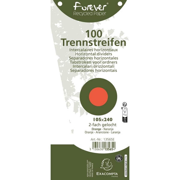 Exacompta 6x Forever Recycled Trapezoidal vandrette opdelere (til A4) - orange 13565E