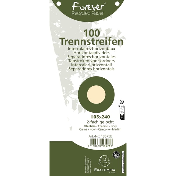Exacompta 6x Forever Recycled Trapezoidal vandrette opdelere (til A4) - elfenben 13575E