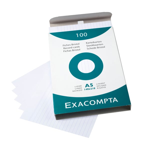 Exacompta 10x A5 pladekort linjeret - hvid 13808B