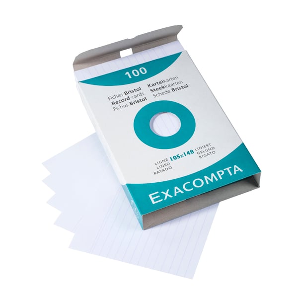 Exacompta 10x A6 pladekort linjeret - hvid 13809B