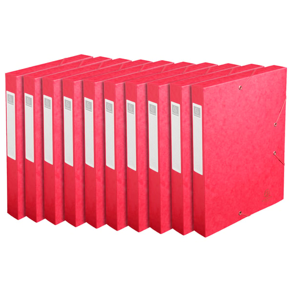 Exacompta 10x Cartobox arkiveringsboks, 600gsm, 40mm rygrad, A4 - Rød 14009H