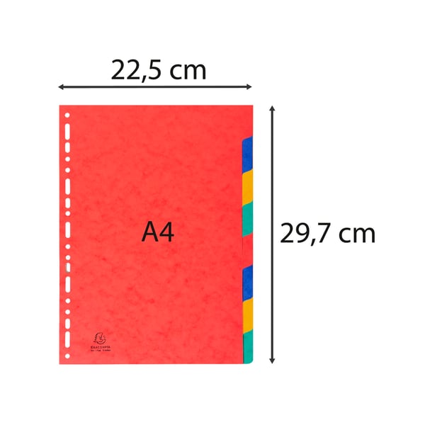 Exacompta 25x Dividers Pressboard, A4, 225gsm, 8 dele - assorterede farver 1408E