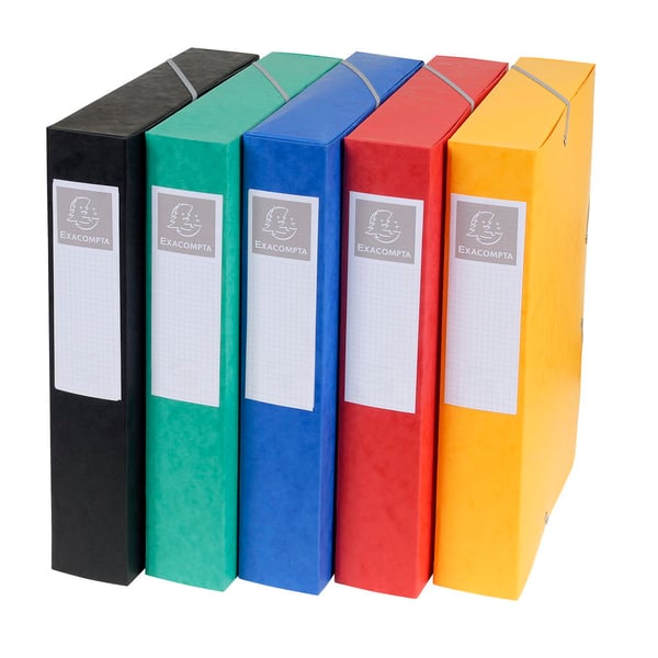 Exacompta 10x Elastisk arkiveringsboks Cartobox 60mm ryg A4 - assorterede farver 16000H