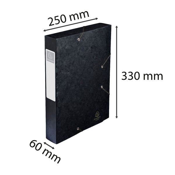 Exacompta 10x Elastisk arkiveringsboks Cartobox 60mm ryg A4 - Sort 16016H