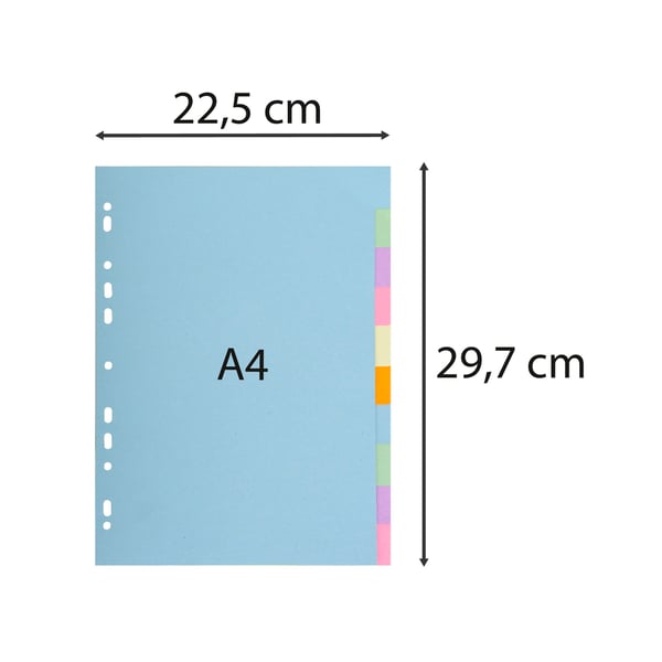 Exacompta 25x Forever Recycled Plain Dividers, A4 (10 dele) - assorterede farver 1610E