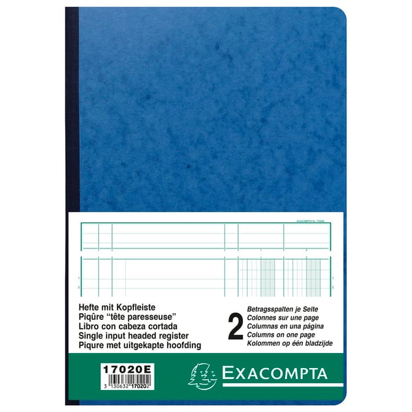 Exacompta Haefte 2 spalter på 1 side 34 linjer 80 sider 29,7x21cm - assorterede farver 17020E