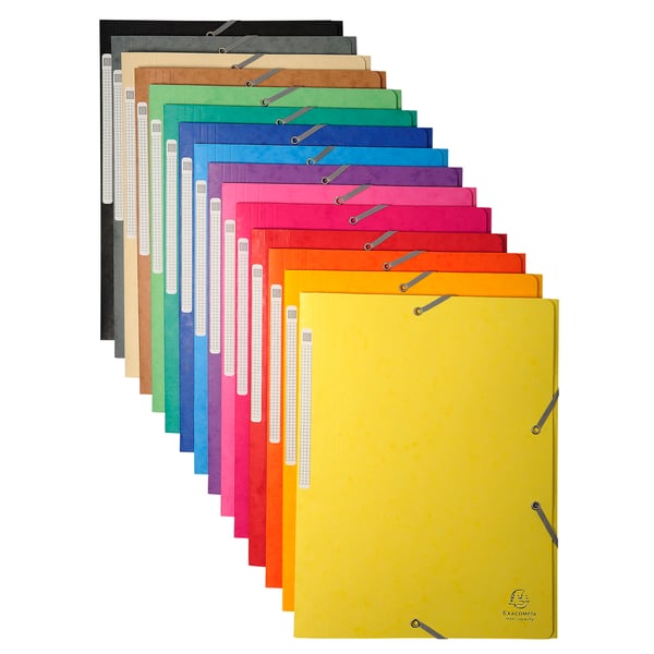 Exacompta 50x 3-flap elastisk mappe Maxi Capacity premium pressboard 425gsm - A4 - assorterede farver 17100H