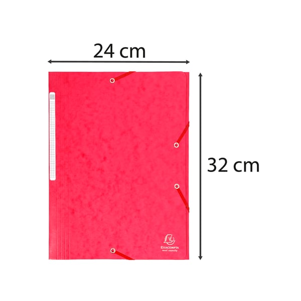 Exacompta 25x 3-flap elastisk mappe Maxi Capacity premium pressboard 425gsm - A4 - Rød 17109H
