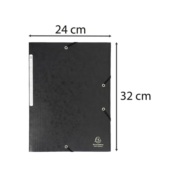 Exacompta 25x 3-flap elastisk mappe Maxi Capacity premium pressboard 425gsm - A4 - Sort 17116H