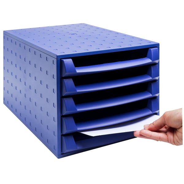 Exacompta Forever Recycled THE BOX saet med åben skuffe - Cobalt blå 221101D