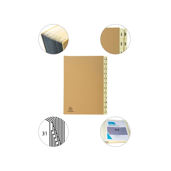 Exacompta File Expanding Multipart Fle A4 Recyled A-Z Brown - brun Kraft 22229E