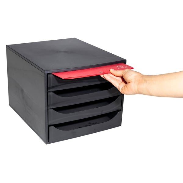 Exacompta ECOBOX Economy skuffesaet (4 skuffer) - Sort 228014D