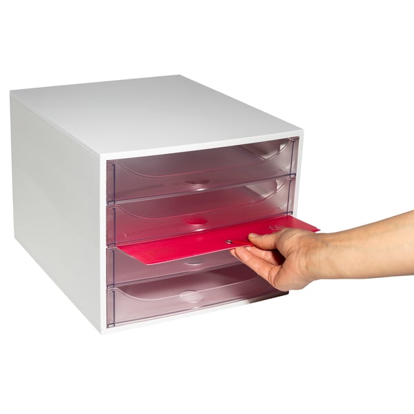 Exacompta ECOBOX Economy skuffesaet (4 skuffer) - Krystal 228323D