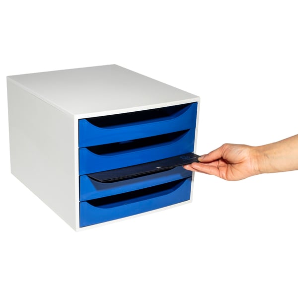Exacompta ECOBOX Economy skuffesaet (4 skuffer) - blå nat 2286104D