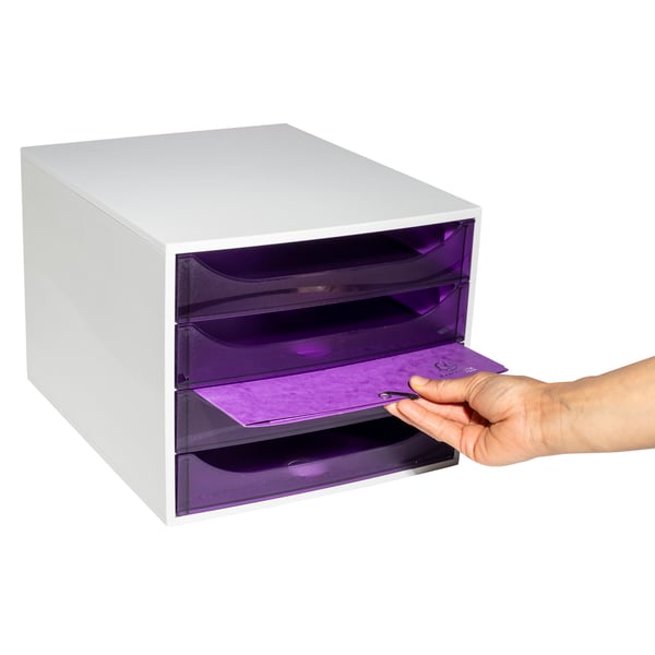 Exacompta ECOBOX Economy skuffesaet (4 skuffer) - Lilla 228619D