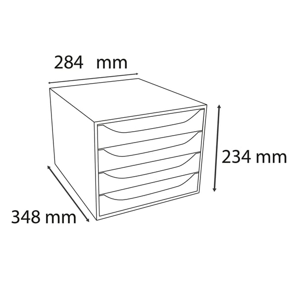 Exacompta ECOBOX Economy skuffesaet (4 skuffer) - Hindbær 228654D