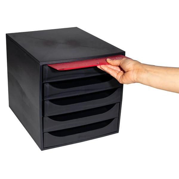 Exacompta ECOBOX+ Economy skuffesaet (5 skuffer) - Sort 229014D