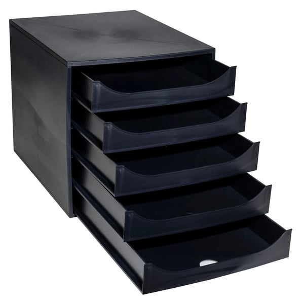 Exacompta ECOBOX+ Economy skuffesaet (5 skuffer) - Sort 229014D