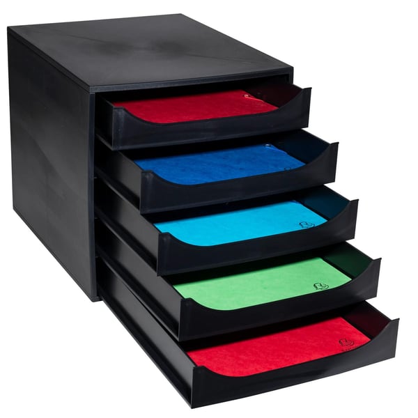 Exacompta ECOBOX+ Economy skuffesaet (5 skuffer) - Sort 229014D