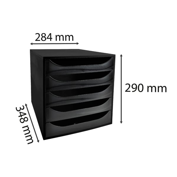 Exacompta ECOBOX+ Economy skuffesaet (5 skuffer) - Sort 229014D