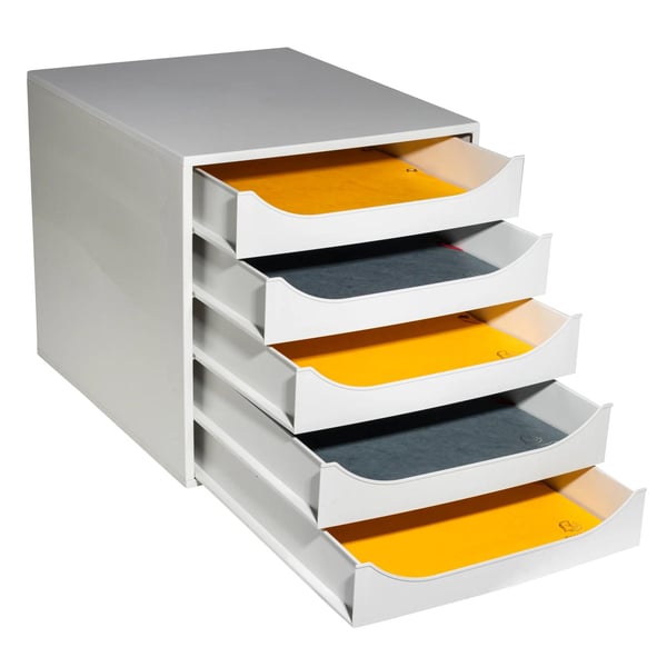 Exacompta ECOBOX+ Economy skuffesaet (5 skuffer) - Grå 229606D