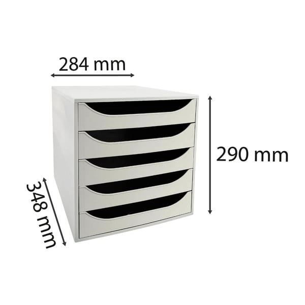Exacompta ECOBOX+ Economy skuffesaet (5 skuffer) - Grå 229606D