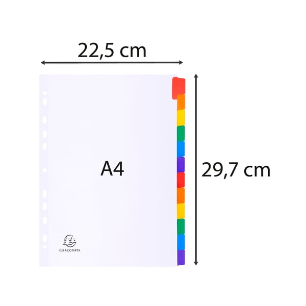 Exacompta 20x Dividers, A4, 160gsm, 12 dele - hvid 2312E