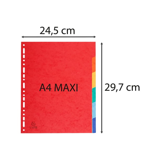 Exacompta 50x Skilleblade, A4 maxi, 225gsm, 6 dele - assorterede farver 2406E