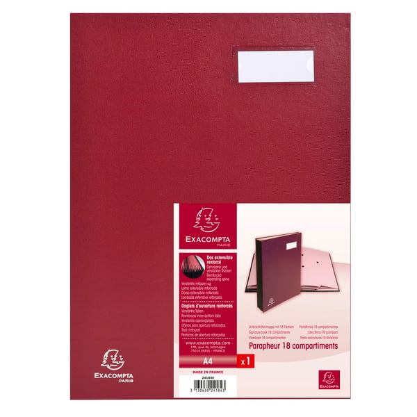 Exacompta Signaturbog, der kan udvides i ryggen Direction 18 rum - A4 - Bordeaux 24184E