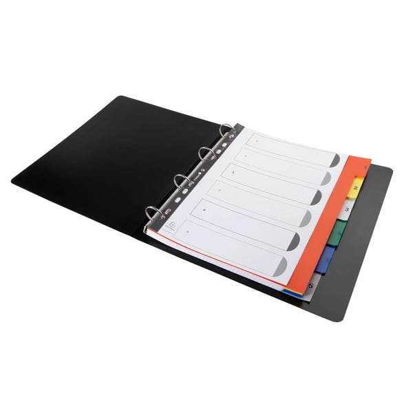 Exacompta 20x PP trykte indekser, A4 Maxi, 6 del 1 til 6 - assorteret lyse 2506E