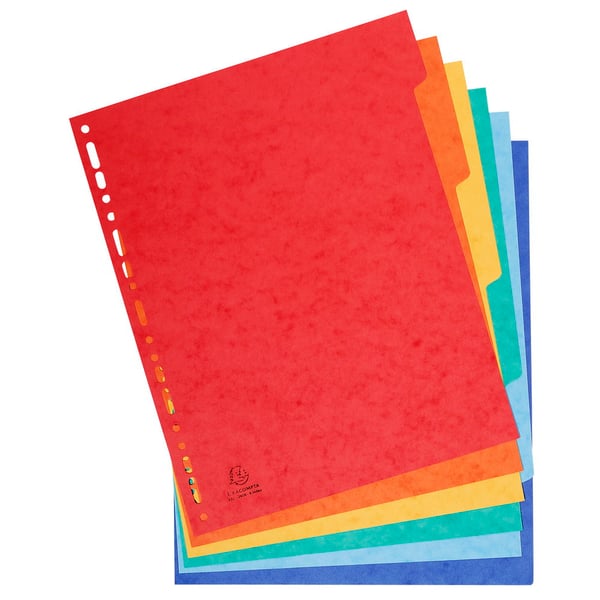 Exacompta 25x Skillevaegge, A4 Maxi, 400gsm, 6 dele - assorterede farver 2606E