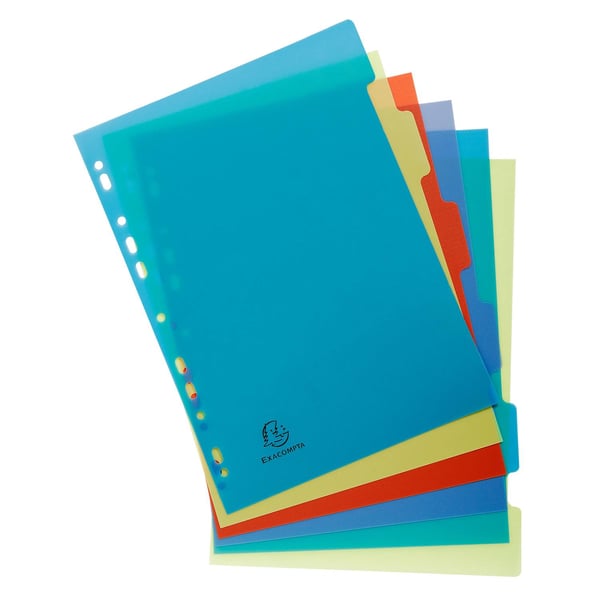 Exacompta 25x Forever Recycled PP Dividers, A4, 6 dele - assorterede farver 2706E