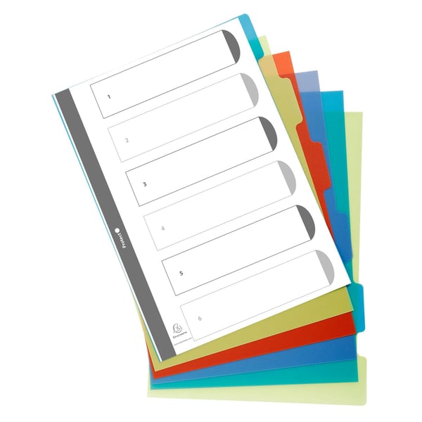 Exacompta 25x Forever Recycled PP Dividers, A4, 6 dele - assorterede farver 2706E