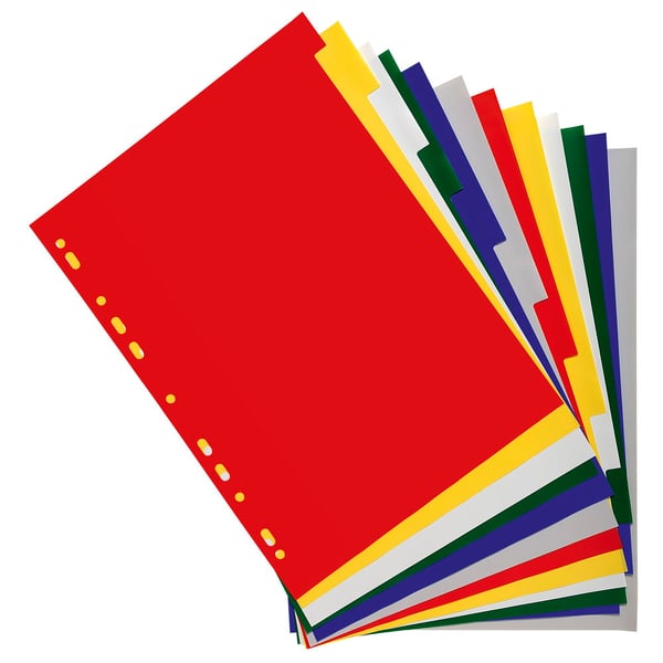 Exacompta 50x PP inddelere, A4, 12 dele - assorterede farver 3012E