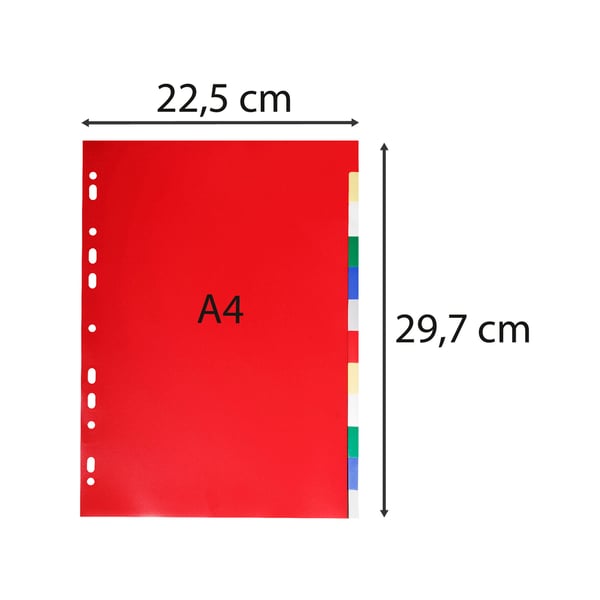 Exacompta 50x PP inddelere, A4, 12 dele - assorterede farver 3012E